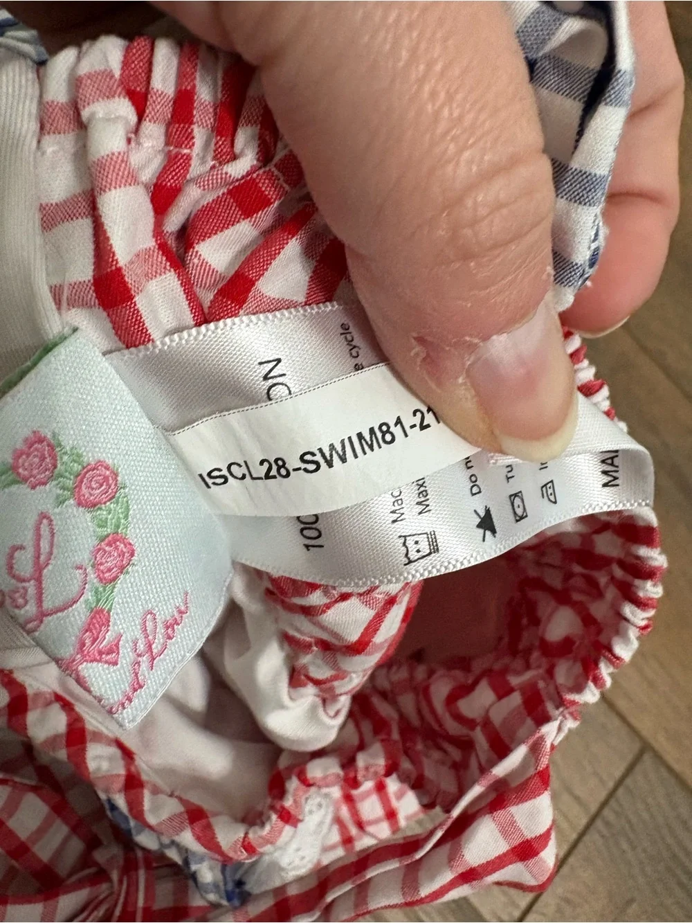 Cecil & Lou Girls 2T Red White Blue Gingham Patriotic Ruffle Swimsuit